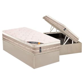 Cama Box Baú Solteiro: Colchão Molas Castor Bonnel Premium Tecnopedic + Base CRC Suede Clean(88x188)
