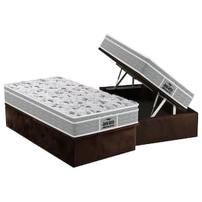 Cama Box Baú Solteiro: Colchão Espuma Probel D45 / EP Guarda Costas PróExtreme Plus + Base CRC Suede Brown(88x188)