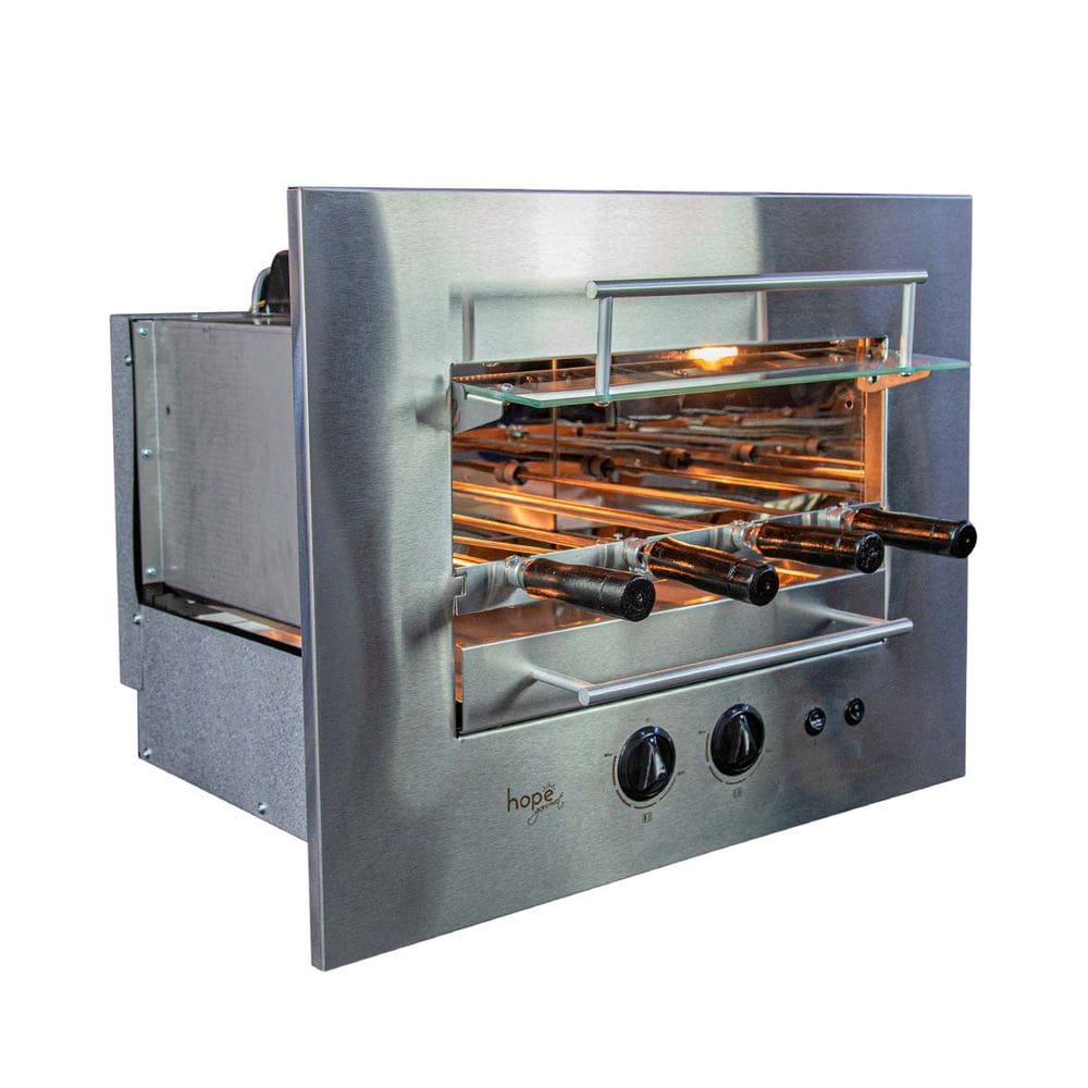 Churrasqueira Gourmet para Apartamento Rotativa a Gás Natural Embutir 48x52cm Bivolt Hope