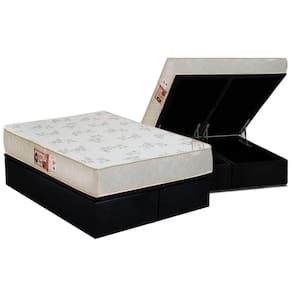 Cama Box Baú King: Colchão Espuma Castor D33 Sleep Max Relax + Base CRC Suede Black(193x203)