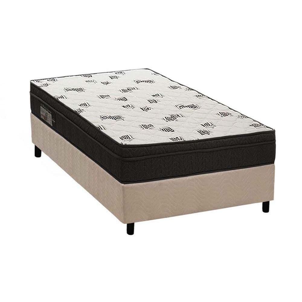 Cama Box Solteiro: Colchão Espuma Ortobom D45 Light Saúde Ortopilow + Base CRC Suede Clean(88x188)