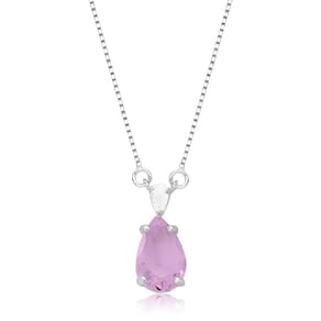 Colar Feminino Pingente Gota Lira 45cm Em Prata 925 Zircônia