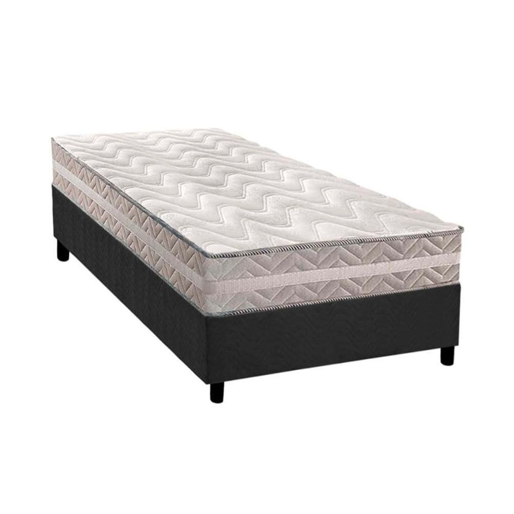 Cama Box Solteiro: Colchão Ortopédico Paropas D28/AG65 Master + Base CRC Suede Gray(88x188)