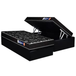 Conjunto Box Baú Solteiro: Colchão Espuma Plumatex D28 IsoPluma Vip + Base CRC Suede Black(88x188)