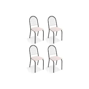 Cadeira de Cozinha Noruega 4C077PRF Kit 4 Un Preto Fosco/Courano Branco - Kappesberg