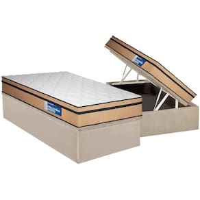 Cama Box Baú Solteiro: Colchão Anatômico Plumatex D45 / Selectus + Base CRC Suede Clean(88x188)