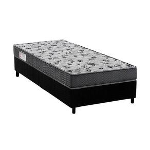 Cama Box Solteiro: Colchão Anatômico Ortobom D33/EP Fort Tech ISO 100 + Base CRC Suede Black(88x188)