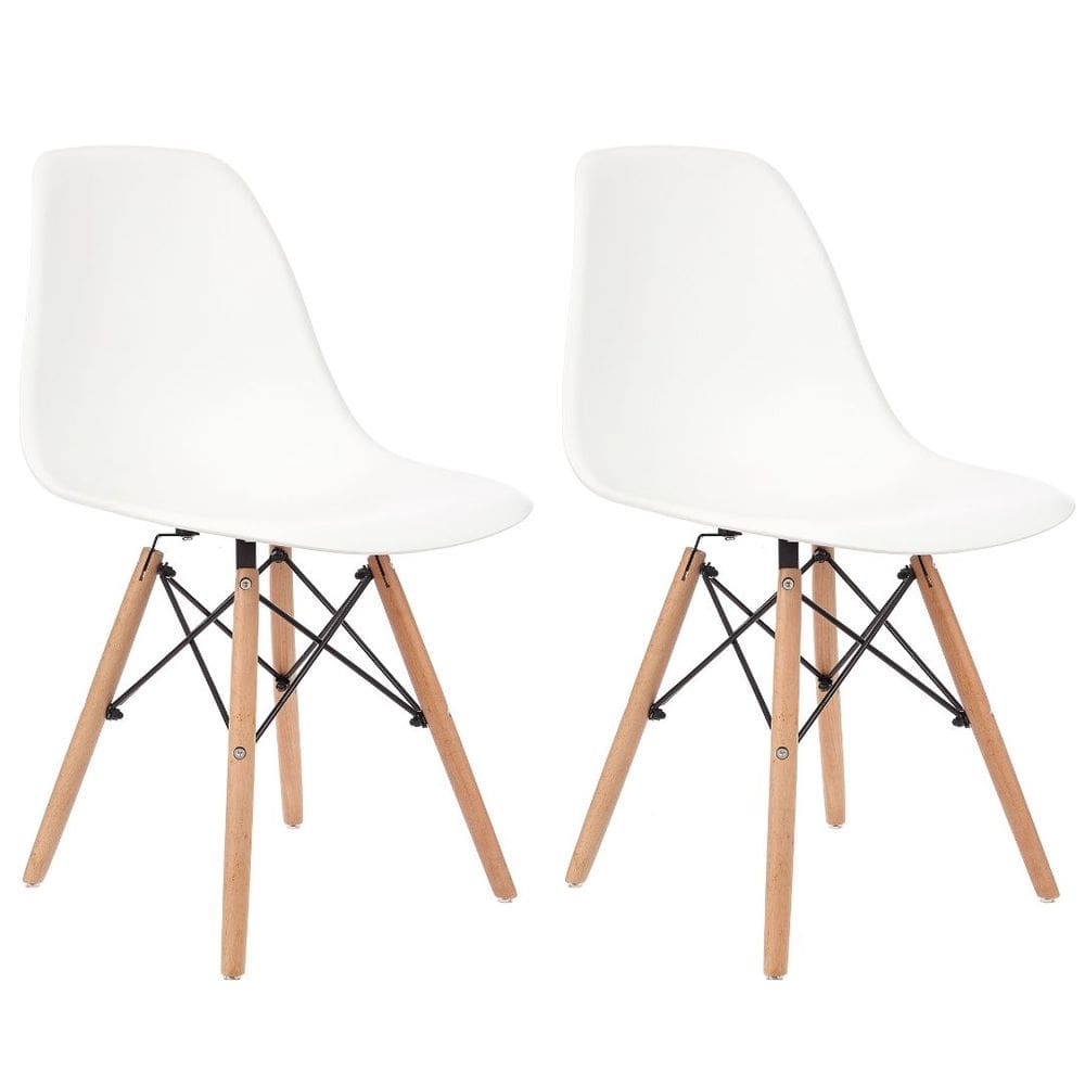 Kit 2 Cadeiras Charles Eames Eiffel - Pés de Madeira