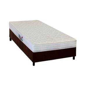Cama Box Solteiro: Colchão Ortopédico Herval AG65 Frontier + Base CRC Suede Brown(88x188)