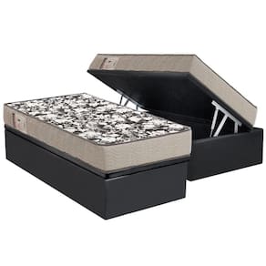 Conjunto Box Baú Solteiro: Colchão Espuma Ortobom D26 Physical Ultra Resistente + Base CRC Suede Gray(88x188)