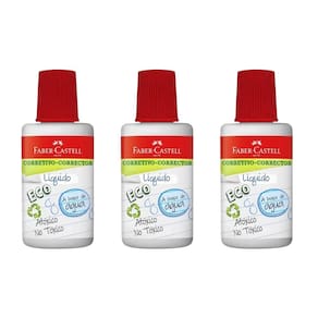 kit 03 Corretivos Líquido Escolar Eco 18ml Faber Castell | Branquinho | Errorex