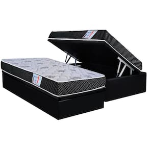 Conjunto Box Baú Solteiro: Colchão Espuma Orthoflex D20 ComfortPedic + Base CRC Suede Black(88x188)