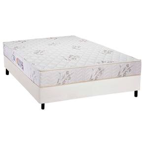 Cama Box Casal: Colchão Espuma Luckspuma D33 Supreme + Base CRC Courano White(138x188)
