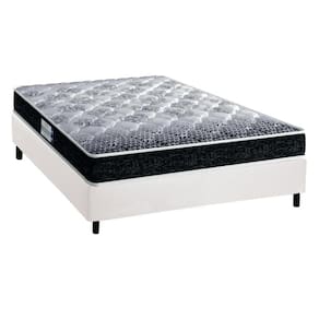 Cama Box Casal: Colchão Espuma Probel D33/EP  Advanced Tech1500 + Base CRC Suede White(138x188)