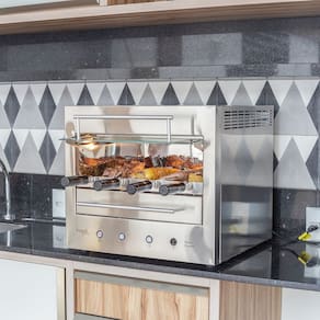 Churrasqueira Elétrica Portátil Rotativa Aço Inox Bake Smart 04 220V - Hope