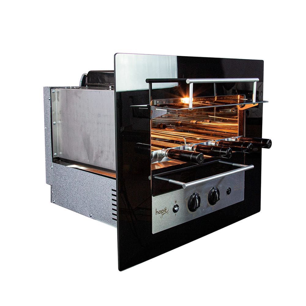 Churrasqueira a Gás GLP Parede para Apartamento Gourmet Rotativa Embutir 48 x 52 cm Inox - Hope