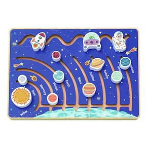 Brinquedo Labirinto Espacial 8 Planetas Madeira Tooky Toy Fo