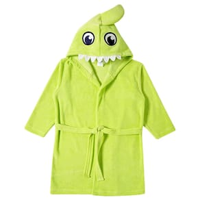 Roupão Praia Infantil Atoalhado Shark Verde Limão Tip Top