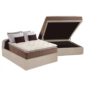 Cama Box Baú Casal: Colchão Ortopédico Anjos D28 / AG65 Star Pillow Top + Base CRC Suede Clean(138x188)