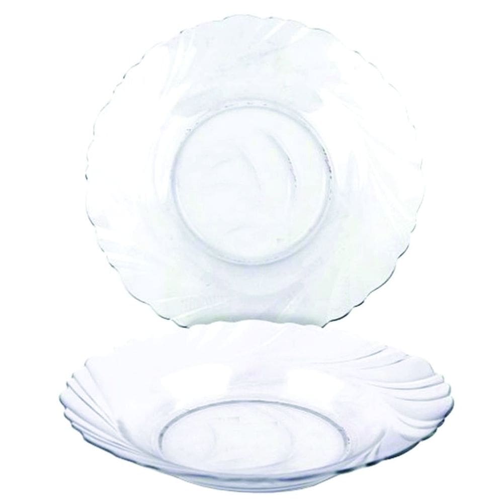 Kit Jogo Pratos Fundo Sopa Transparente 4 Peças 22,5cm