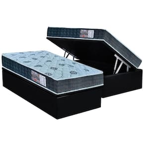 Cama Box Baú Solteiro: Colchão Espuma Orthoflex D45 / EP Cecina + Base CRC Suede Black(88x188)