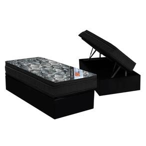 Cama Box Baú Solteiro: Colchão Molas Ortobom Nanolastic Fort Tech ISO + Base CRC Suede Black(88x188)