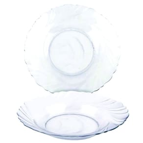 Kit Jogo Pratos Fundo Sopa Transparente 12 Peças 22,5cm