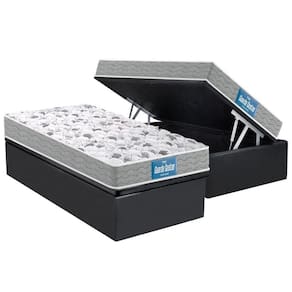 Cama Box Baú Solteiro: Colchão Espuma Probel D45 / EP Guarda Costas PróExtreme Double Face+ Base CRC Suede Gray(88x188)