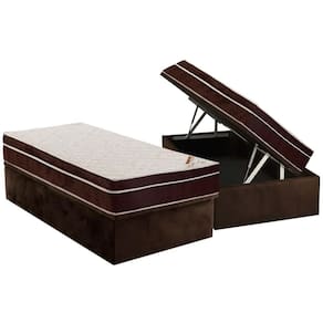 Cama Box Baú Solteiro: Colchão Ortopédico Ortobom Exclusive + Base CRC Courano Black(88x188)