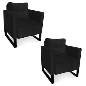 Kit 2 Poltronas Livia Suede Preto Base Industrial Preto - D`Rossi