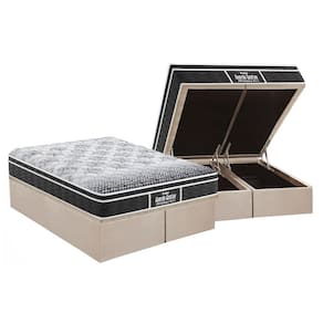 Cama Box Baú Queen: Colchão Espuma Probel D28 / EP Guarda Costas PróMiddle Plus + Base CRC Suede Clean(158x198)