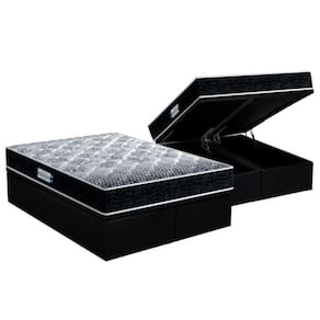 Cama Box Baú Queen: Colchão Espuma Probel D33 / EP ProDormir Advanced Tech1500 + Base CRC Suede Preto(158x198)