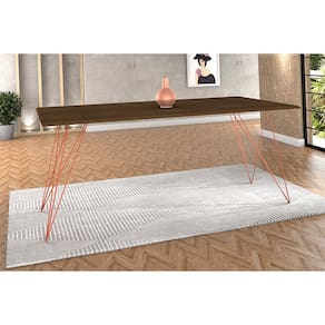 Mesa De Jantar Trama Base Cobre Com Tampo Amêndoa 140 X 80 - New Green