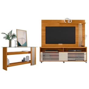 Estante Home Theater com Aparador Frizz Cinamomo Off White - Madetec
