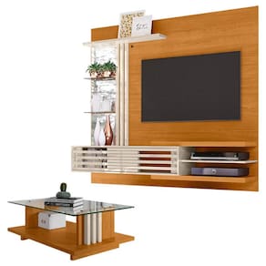 Estante Home Theater Suspenso com Mesa de Centro Frizz Supreme Cinamomo Off White - Madetec