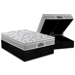 Cama Box Baú Queen: Colchão Espuma D45 Probel / EP Guarda Costas PróExtreme Plus + Base CRC Suede Black(158x198)