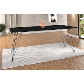 Mesa De Madeira Trama Base Preta Com Tampo Preto 140 X 80 - New Green