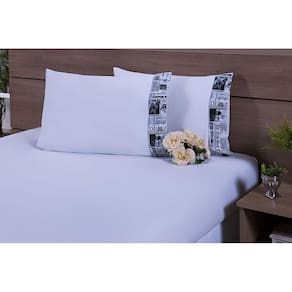 Jogo Lençol Solteiro 2 Peças 1,88X0,88X26Cm 180 Fios Branco
