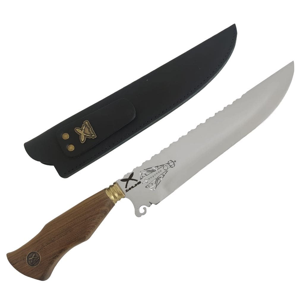 Faca Nossa Senhora Aparecida 10` Artesanal Aço Inox Churrasc