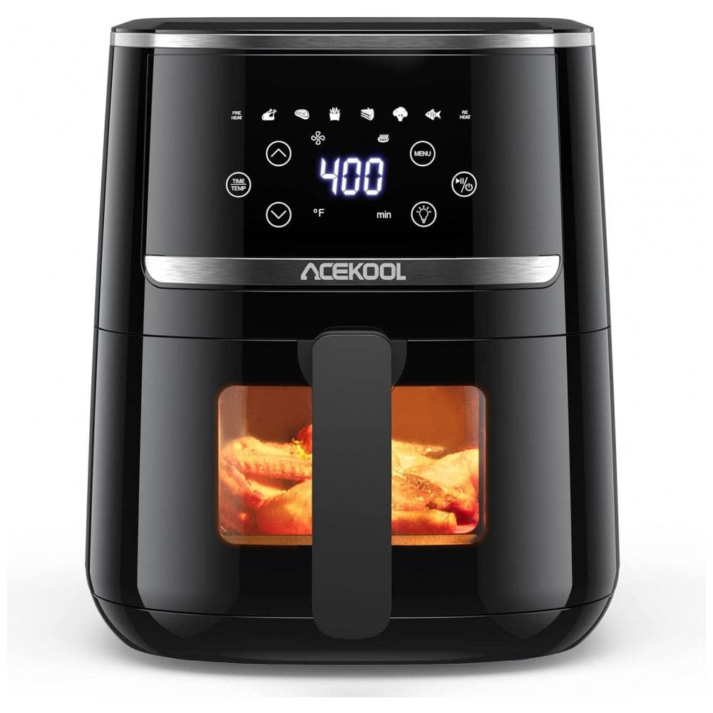 Fritadeira Elétrica AirFryer 5L com Painel Digital e 8 Predefinições, 110V 1500W, Acekool, Preta