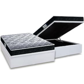 Cama Box Baú Casal: Colchão Espuma D33 Probel /EP Firmepedic ProDormir Advanced Tech1500 Double Face + Base CRC Courano White(138x188)