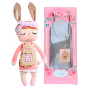 Boneca Infantil de Pelucia Metoo Angela Chef c/ Sacola 33cm Colecionável Fofa com Toque Aveludado