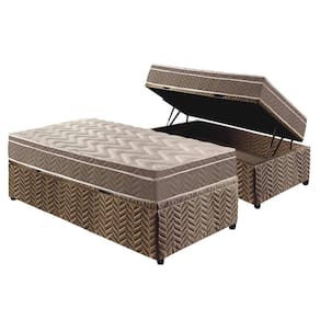 Cama Box Baú Solteiro: Colchão Espuma Paropas D33 / EP Confort Ultra Firme + Base CRC Suede Clean(88x188)