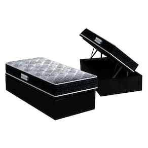 Cama Box Baú Solteiro: Colchão Espuma Probel D33 / EP ProDormir Advanced Tech1500 + Base CRC Suede Preto(88x188)