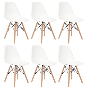 Kit 6 Cadeiras Charles Eames Eiffel - Pés de Madeira