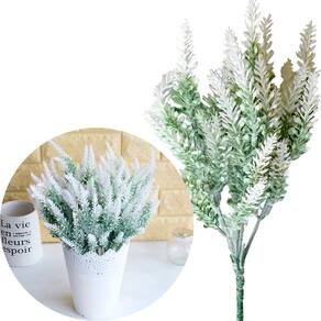 4 Ramos Planta Lavanda Artificial Branca Com 35 Folhas 40cm