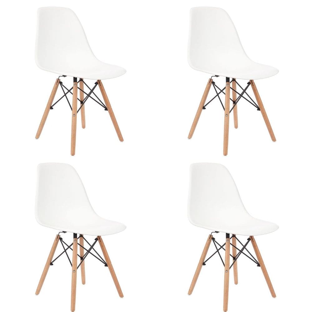 Kit 4 Cadeiras Charles Eames Eiffel - Pés de Madeira