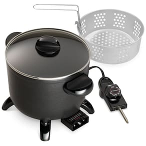 Fritadeira Elétrica á Óleo 5,6 L com Superfície Antiaderente e Controle de Temperatura, 110V 1200W, Presto 06006, Preta