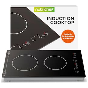 Cooktop Elétrico Portátil de Indução com Controle Digital, Queimador Duplo e Controle de Temperatura , 110V 1800W, NutriChef, Preto