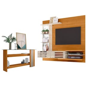 Estante Home Theater Suspenso com Aparador Frizz Supreme Cinamomo Off White - Madetec